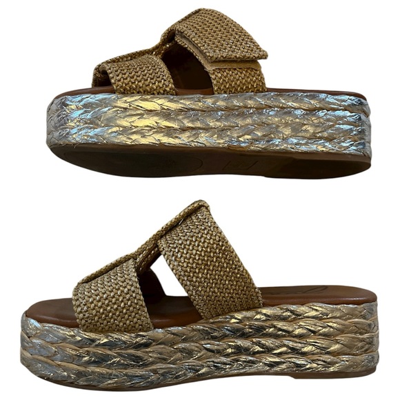 Zodiac Izzy Gold & Sliver Woven Chunky Raffia Platform 2” Sandals Size 8.5 - Picture 7 of 12